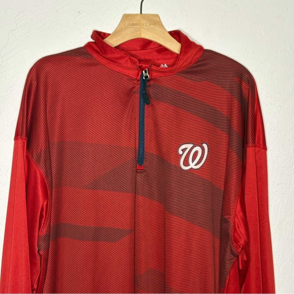 Majestic Washington Nationals Nats Cool Base 1/4 Zip Baseball Jacket Men 2XLT